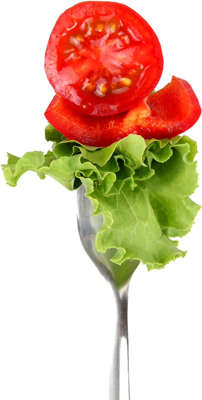 Fork with Lettuce and Tomatoes  